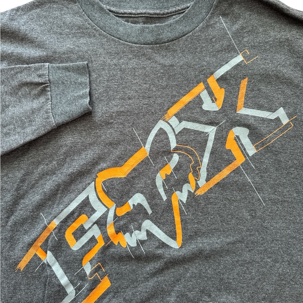 Fox Racing Y2K Men’s Long Sleeve T-Shirt Size Medium‎ Gray Fox Graphic Logo